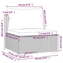 vidaXL fekete polyrattan kerti középső kanapé párnákkal