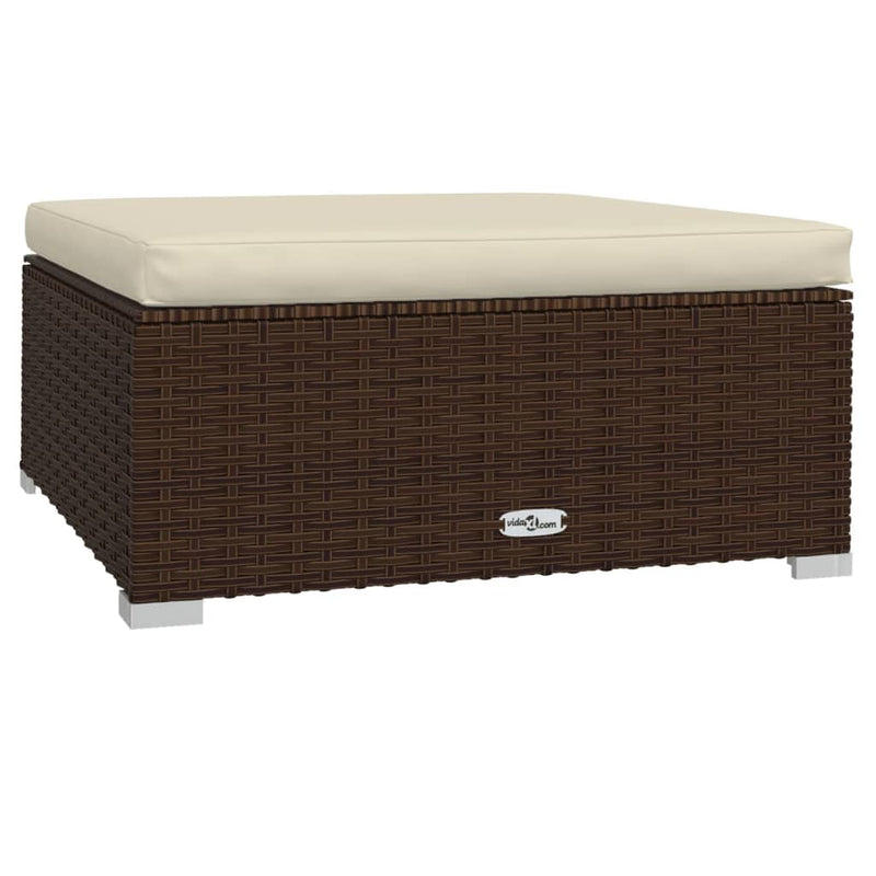 vidaXL barna polyrattan kerti lábtartó párnával 70 x 70 x 30 cm