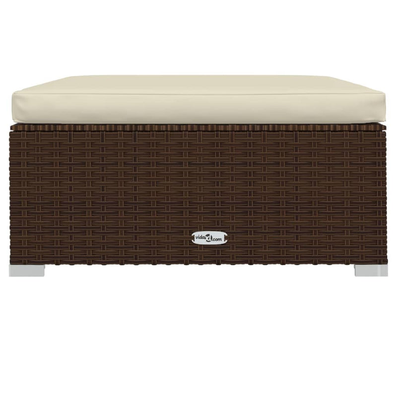 vidaXL barna polyrattan kerti lábtartó párnával 70 x 70 x 30 cm