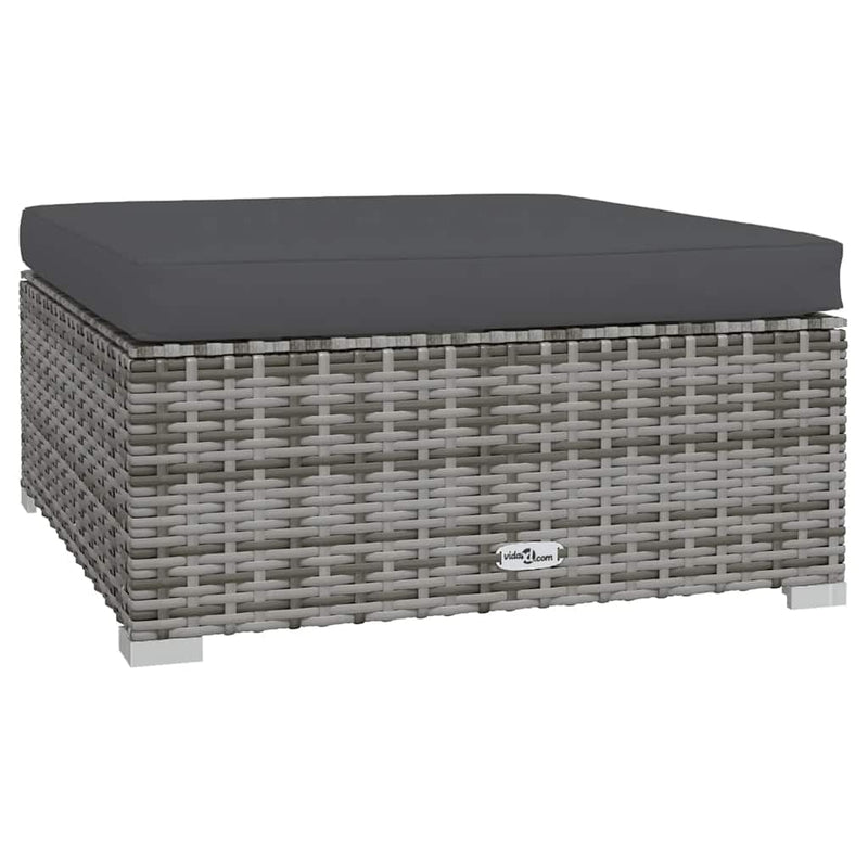 vidaXL szürke polyrattan kerti lábtartó párnával 70 x 70 x 30 cm