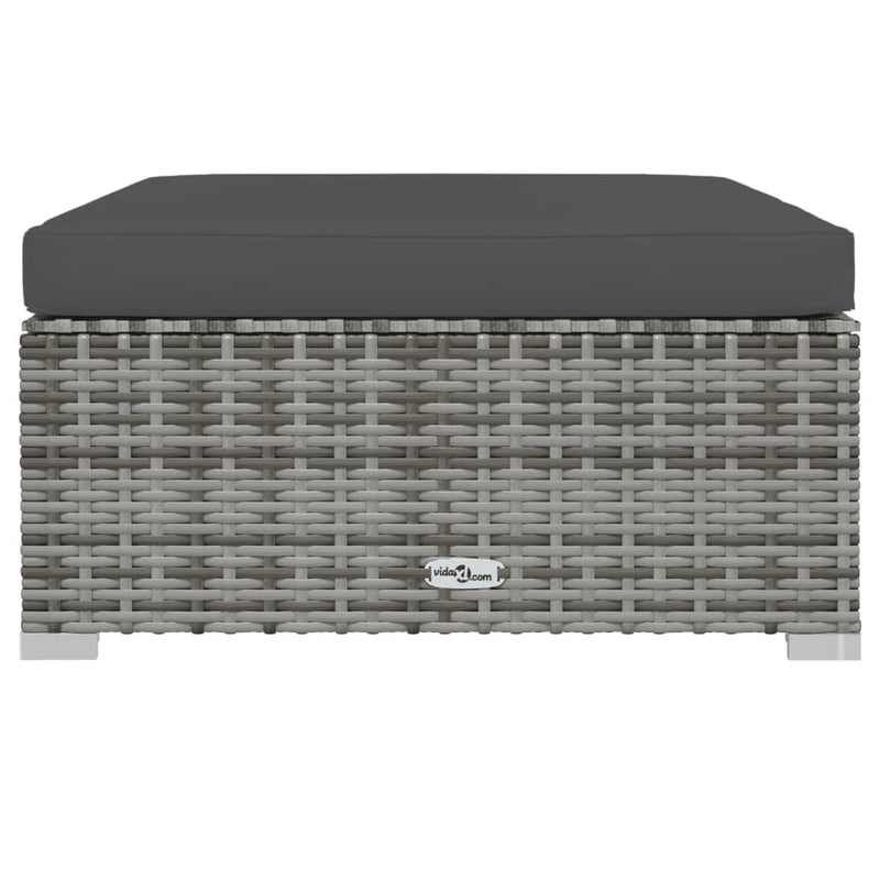 vidaXL szürke polyrattan kerti lábtartó párnával 70 x 70 x 30 cm