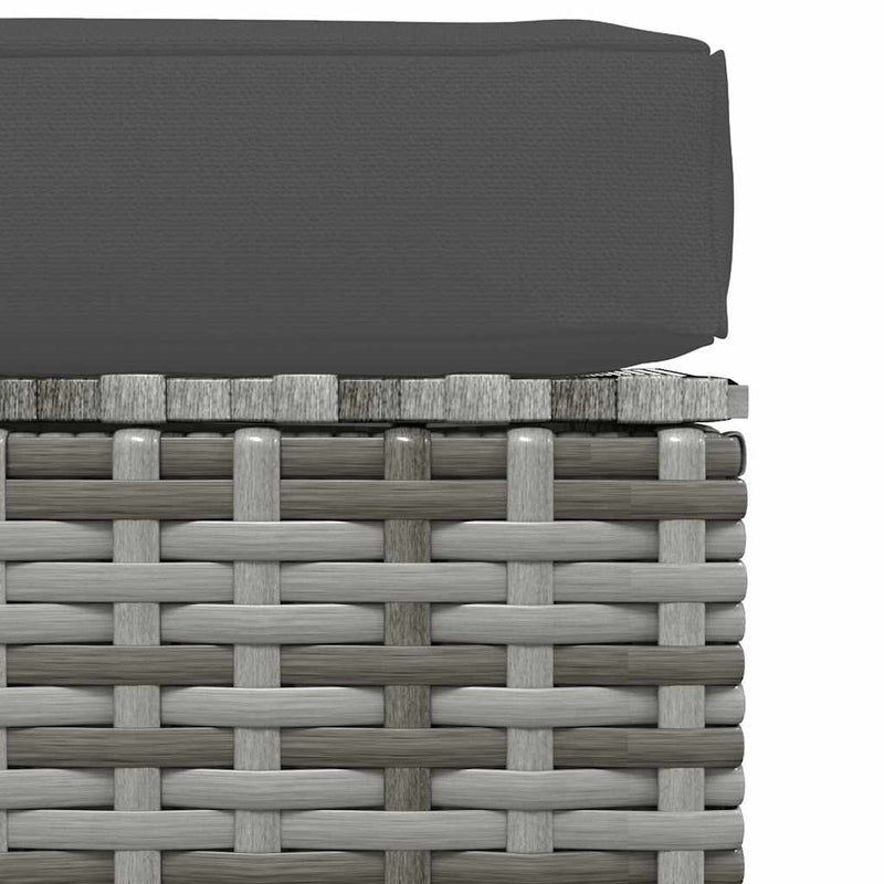 vidaXL szürke polyrattan kerti lábtartó párnával 70 x 70 x 30 cm