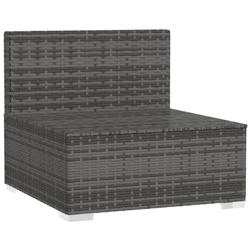 vidaXL szürke polyrattan kerti középső kanapé párnákkal