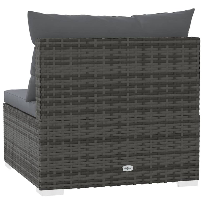 vidaXL szürke polyrattan kerti középső kanapé párnákkal