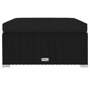 vidaXL fekete polyrattan kerti lábtartó párnával 70 x 70 x 30 cm