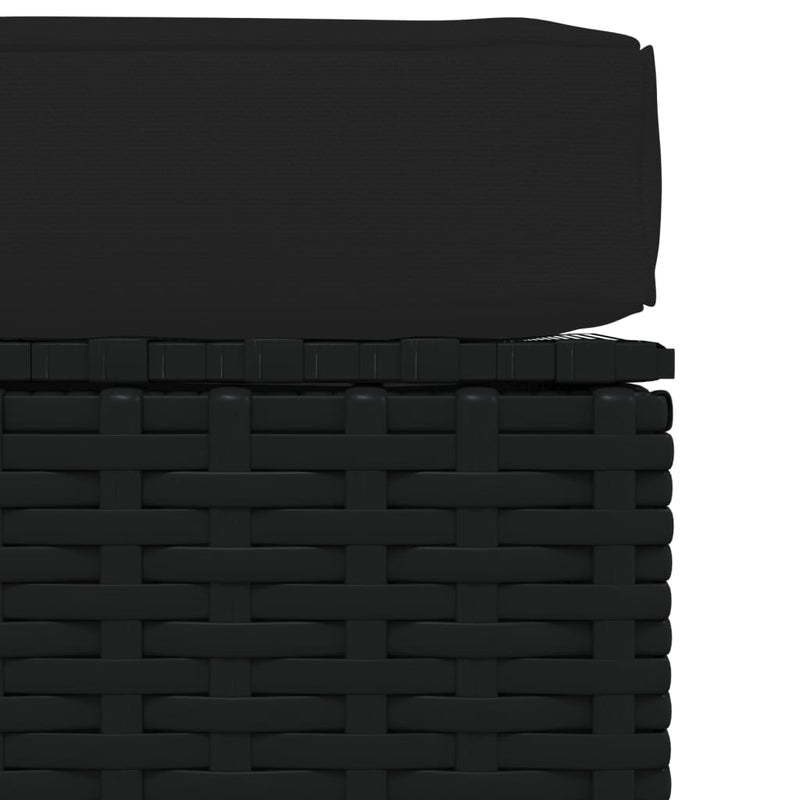 vidaXL fekete polyrattan kerti lábtartó párnával 70 x 70 x 30 cm