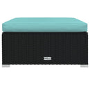 vidaXL fekete polyrattan kerti lábtartó párnával 70 x 70 x 30 cm