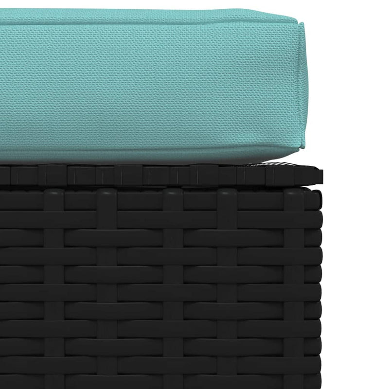 vidaXL fekete polyrattan kerti lábtartó párnával 70 x 70 x 30 cm