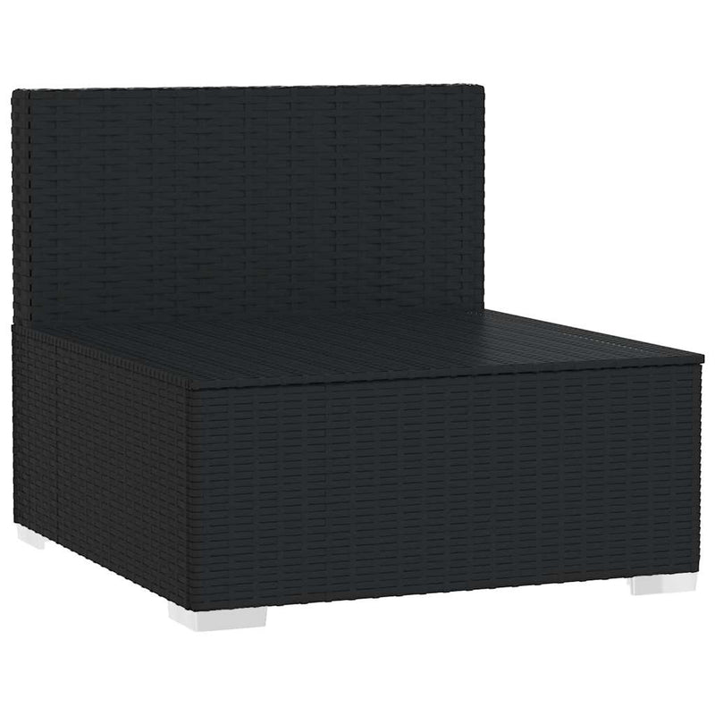 vidaXL fekete polyrattan kerti középső kanapé párnákkal