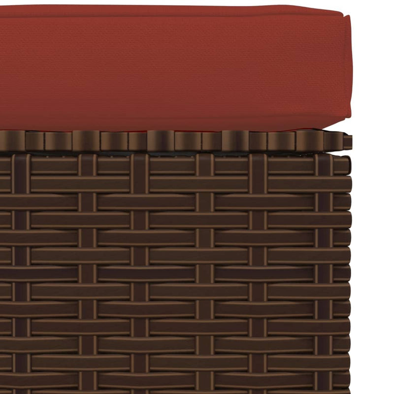 vidaXL barna polyrattan kerti lábtartó párnával 70 x 70 x 30 cm