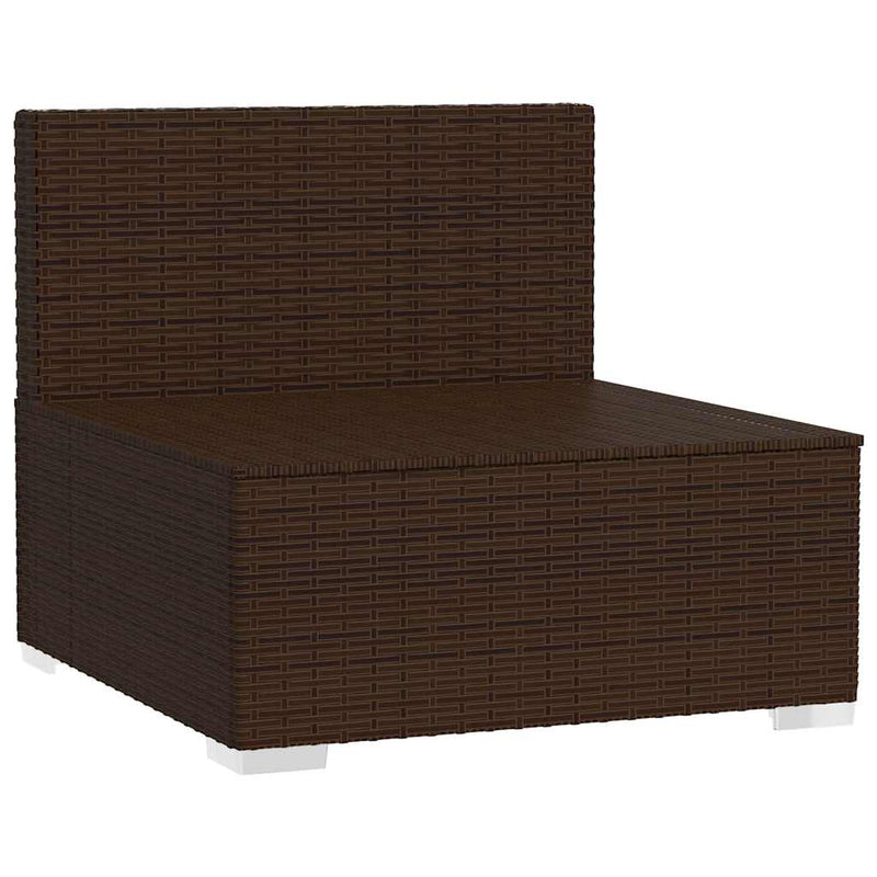 vidaXL barna polyrattan kerti középső kanapé párnákkal