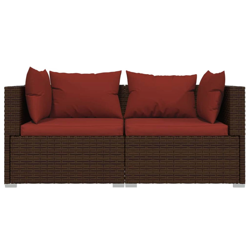 vidaXL 3 részes barna polyrattan kerti bútorszett párnákkal