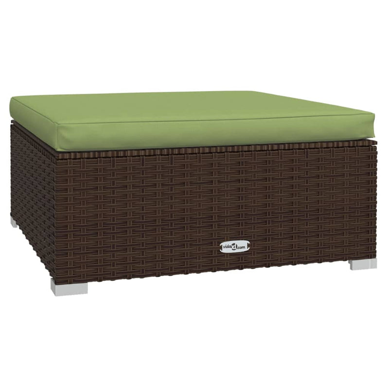 vidaXL barna polyrattan kerti lábtartó párnával 70 x 70 x 30 cm