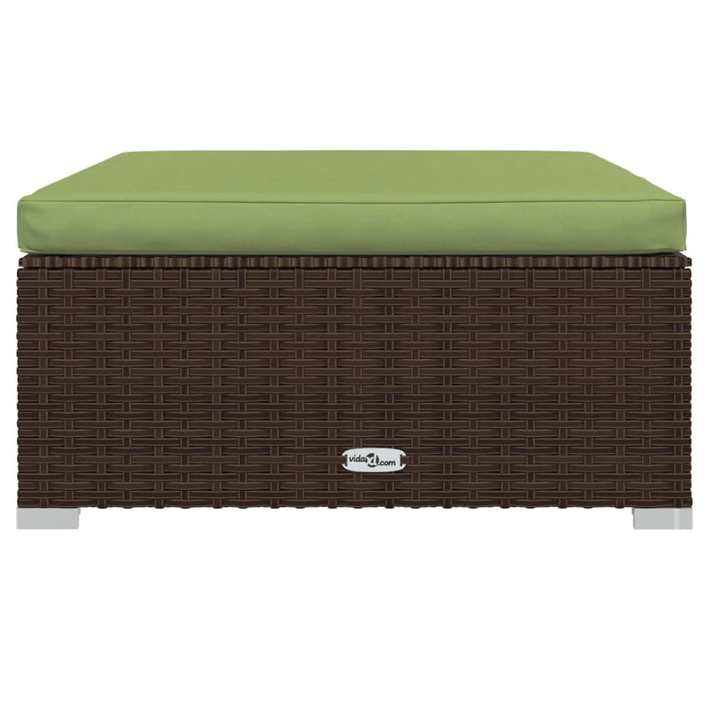 vidaXL barna polyrattan kerti lábtartó párnával 70 x 70 x 30 cm
