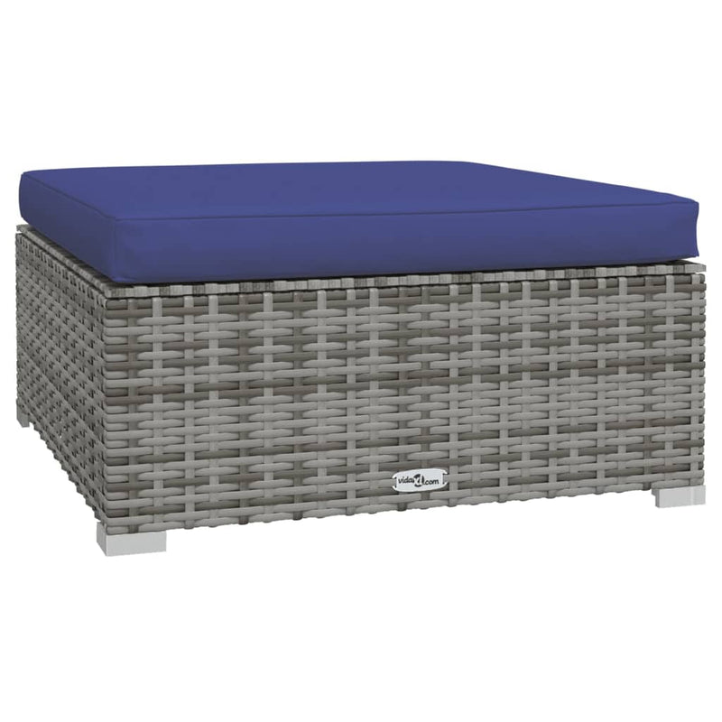 vidaXL szürke polyrattan kerti lábtartó párnával 70 x 70 x 30 cm