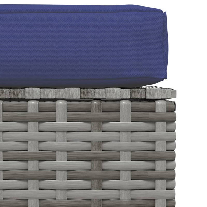 vidaXL szürke polyrattan kerti lábtartó párnával 70 x 70 x 30 cm