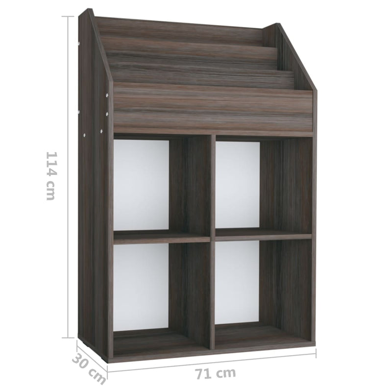 vidaXL szürke-sonoma színű szerelt fa gyerek újságtartó 71x30x114 cm