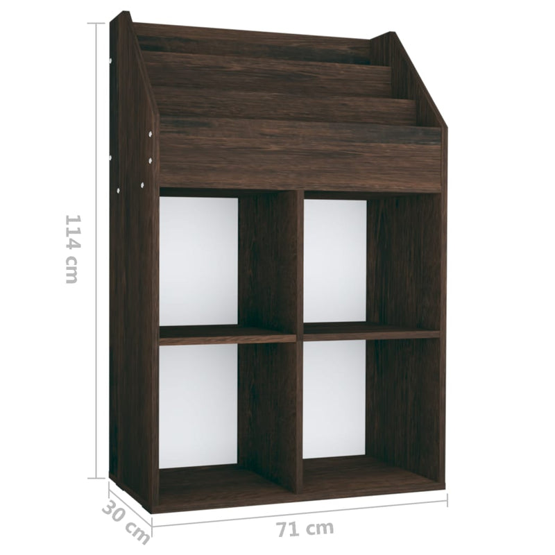 vidaXL füstös tölgy színű szerelt fa gyerek újságtartó 71x30x114 cm