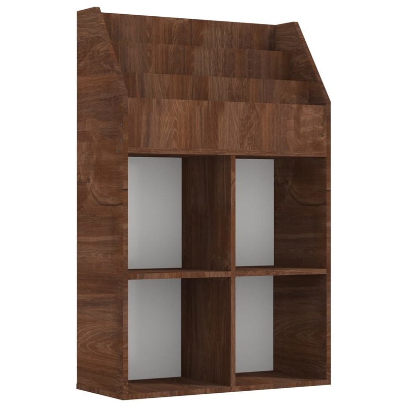 vidaXL barna tölgyszínű szerelt fa újságtartó gyerekeknek 71x30x114 cm