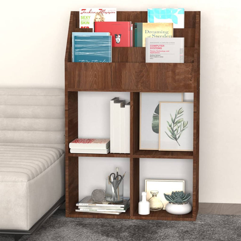 vidaXL barna tölgyszínű szerelt fa újságtartó gyerekeknek 71x30x114 cm