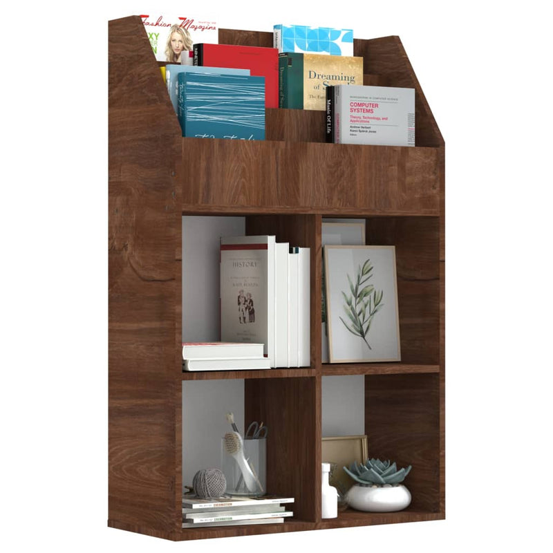 vidaXL barna tölgyszínű szerelt fa újságtartó gyerekeknek 71x30x114 cm