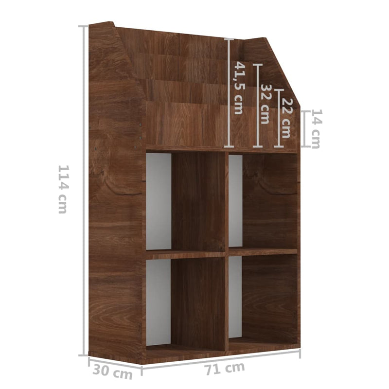 vidaXL barna tölgyszínű szerelt fa újságtartó gyerekeknek 71x30x114 cm