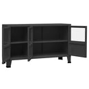vidaXL antracitszürke fém és üveg tálalószekrény 105 x 35 x 62 cm