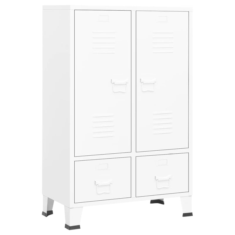 vidaXL fehér acél ipari stílusú ruhásszekrény 67 x 35 x 107 cm