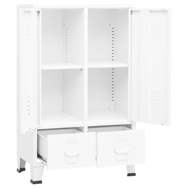 vidaXL fehér acél ipari stílusú ruhásszekrény 67 x 35 x 107 cm