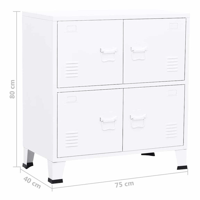 vidaXL fehér acél ipari tárolószekrény 75 x 40 x 80 cm