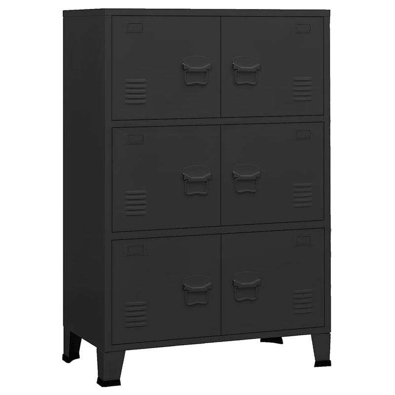 vidaXL fekete fém ipari tárolószekrény 75 x 40 x 115 cm