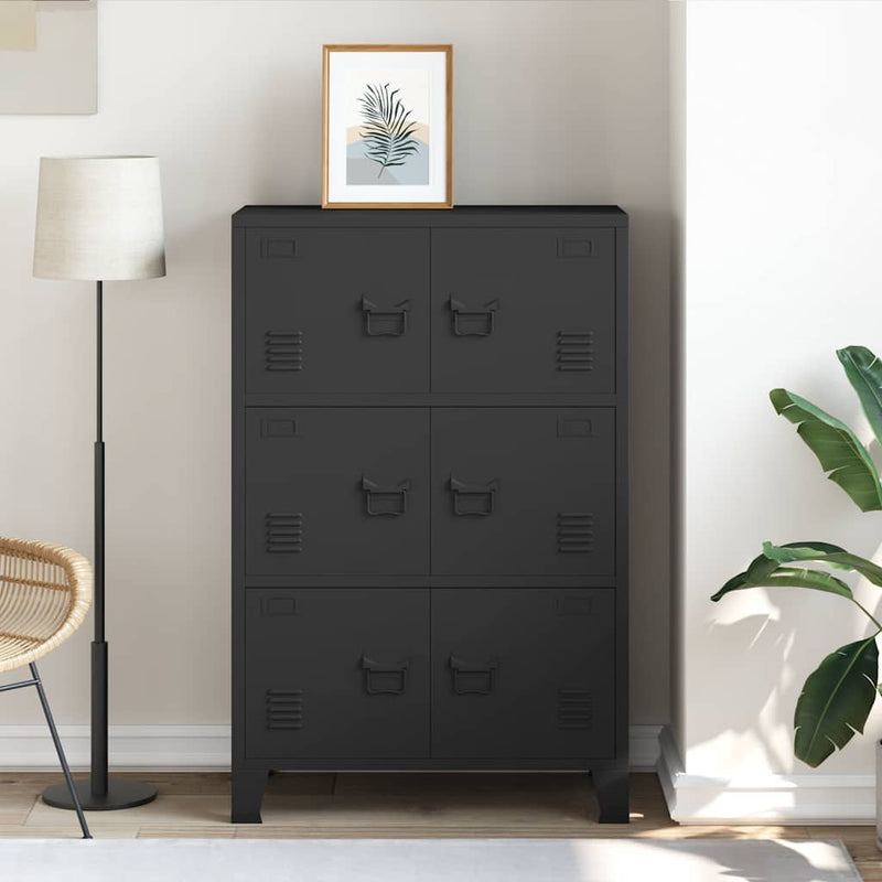 vidaXL fekete fém ipari tárolószekrény 75 x 40 x 115 cm