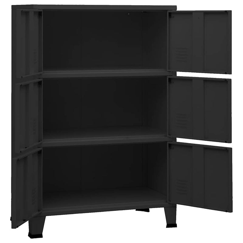 vidaXL fekete fém ipari tárolószekrény 75 x 40 x 115 cm