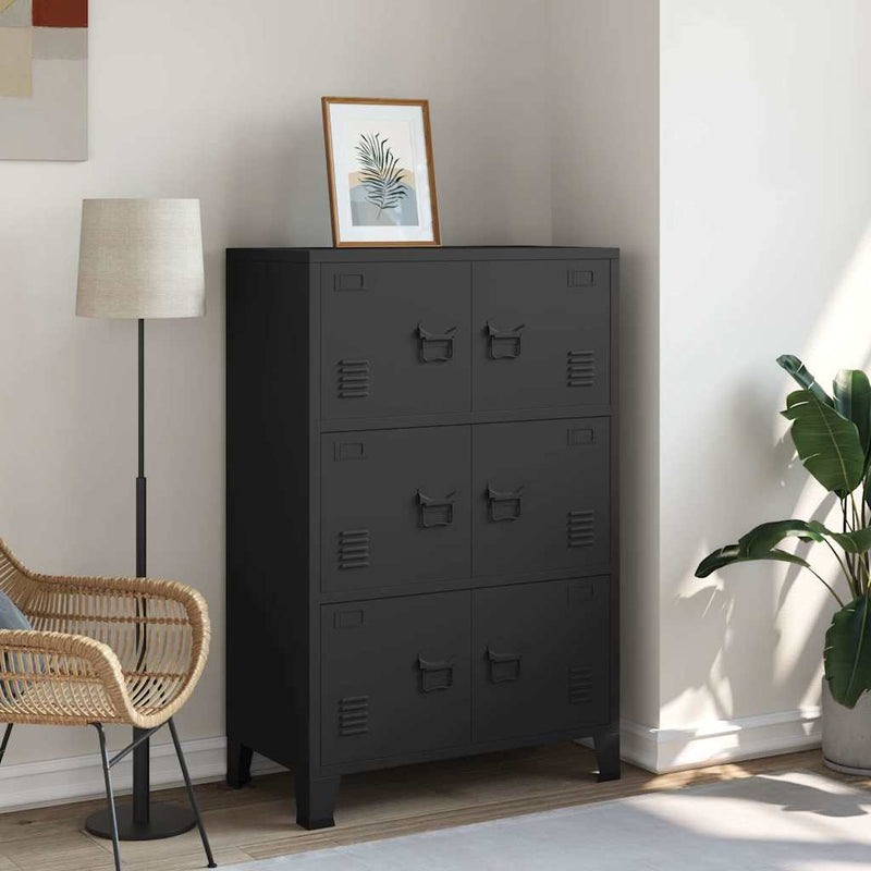 vidaXL fekete fém ipari tárolószekrény 75 x 40 x 115 cm