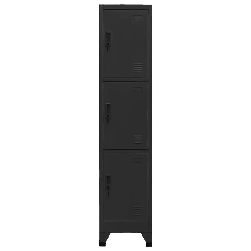 vidaXL fekete acél zárható szekrény 38 x 45 x 180 cm