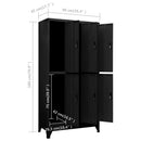vidaXL fekete acél zárható szekrény 90 x 45 x 180 cm