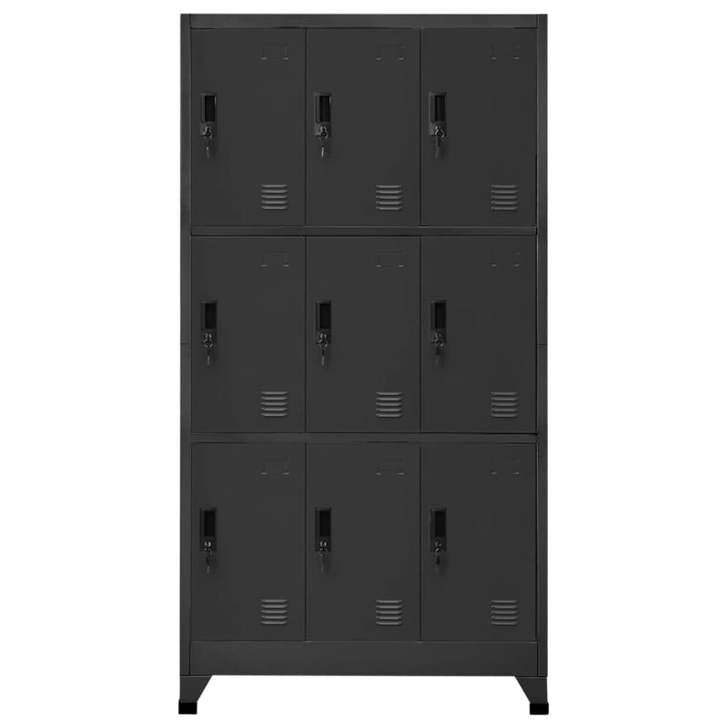 vidaXL antracitszürke acél zárható szekrény 90 x 45 x 180 cm