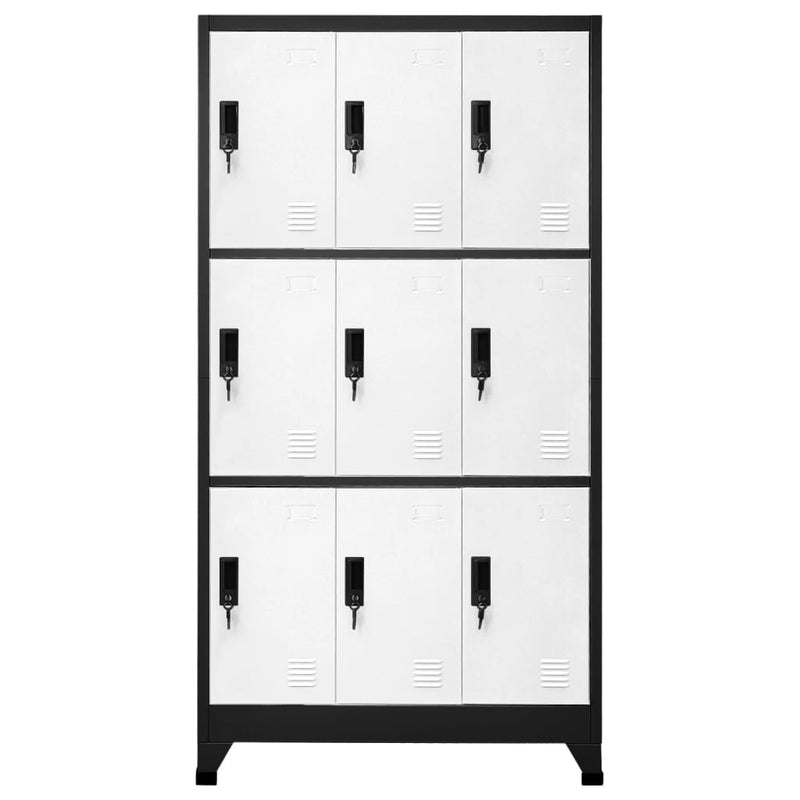 vidaXL antracitszürke-fehér acél zárható szekrény 90 x 45 x 180 cm
