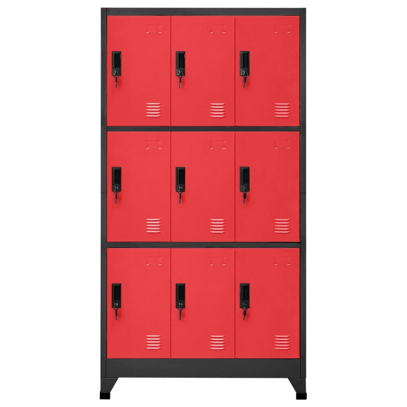 vidaXL antracitszürke-piros acél zárható szekrény 90 x 45 x 180 cm