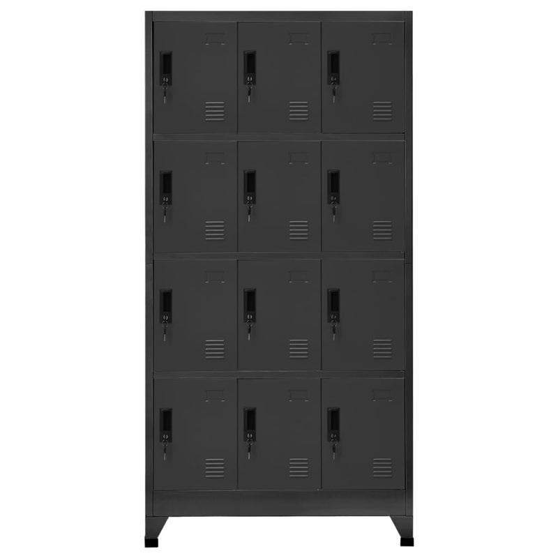 vidaXL antracitszürke acél zárható szekrény 90 x 45 x 180 cm
