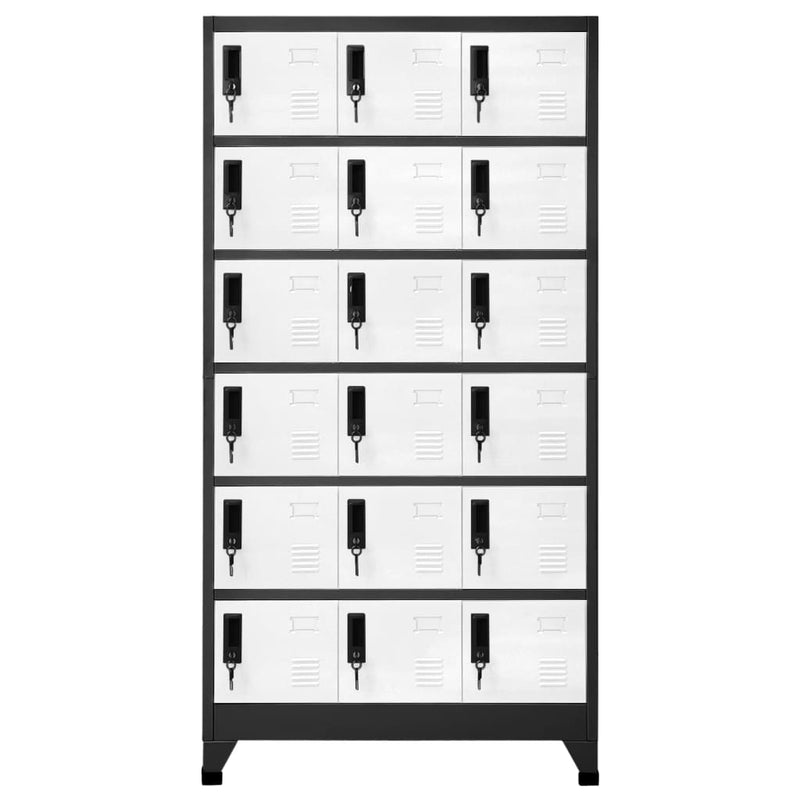 vidaXL antracitszürke és fehér acél zárható szekrény 90 x 40 x 180 cm