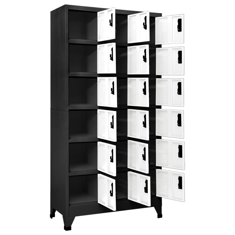vidaXL antracitszürke és fehér acél zárható szekrény 90 x 40 x 180 cm
