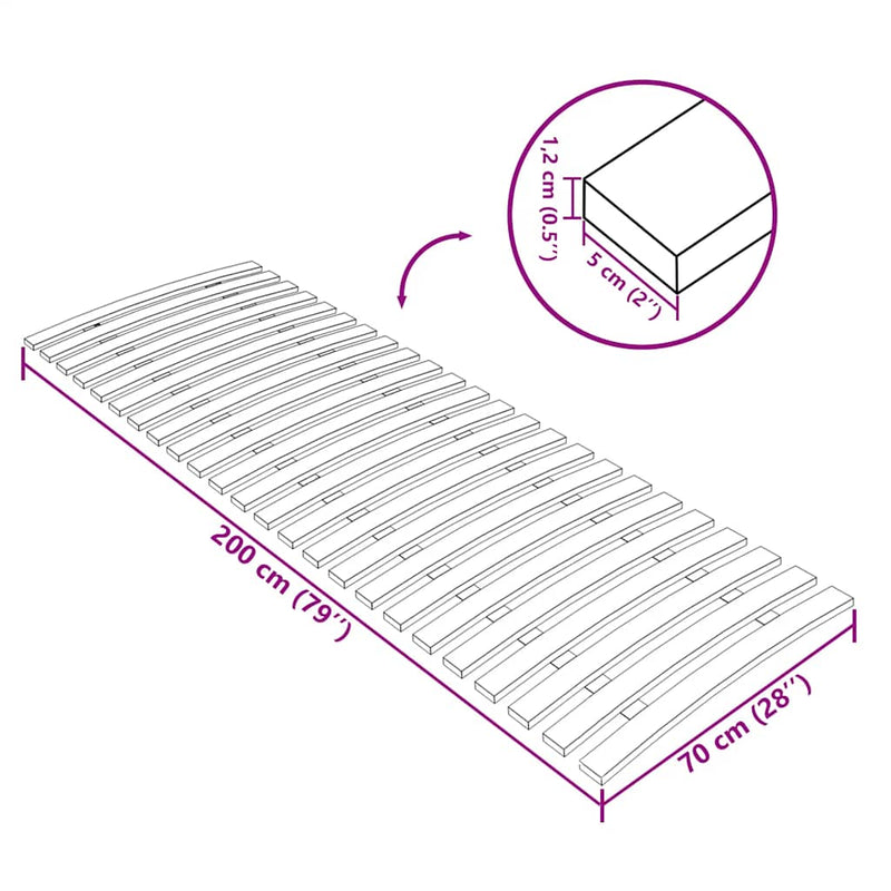 vidaXL ágyrács-csere 24 léccel, 70 x 200 cm