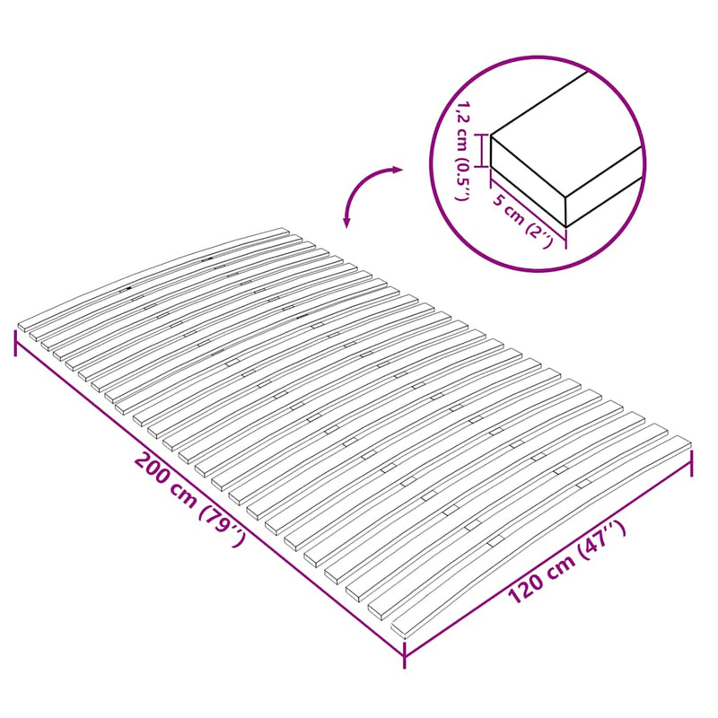vidaXL ágyrács-csere 24 léccel 120 x 200 cm