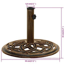 vidaXL bronzszínű öntöttvas napernyőtalp 44 x 44 x 31 cm