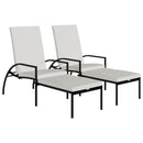 vidaXL 2 db fekete polyrattan napozóágy lábtartóval