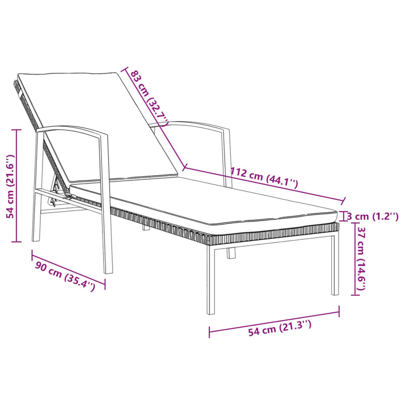 vidaXL 2 db barna polyrattan napozóágy asztallal