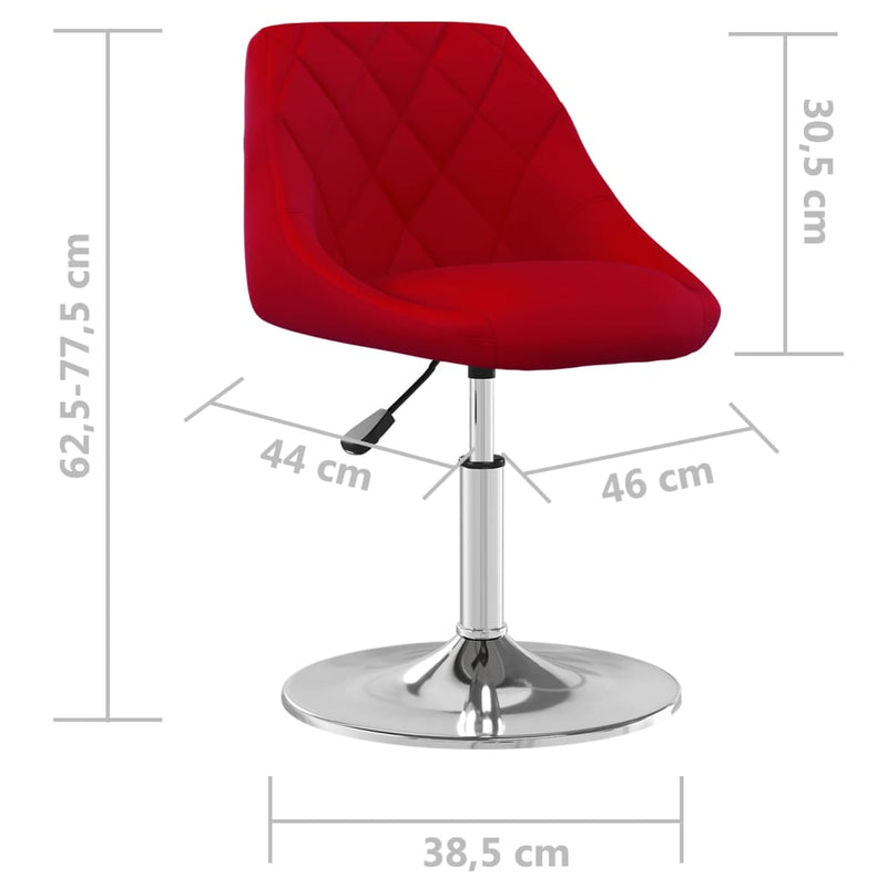 vidaXL 4 db bordó bársony forgó étkezőszék