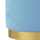 vidaXL világoskék kerek bársonyülőke tárolóval 31 x 37 cm