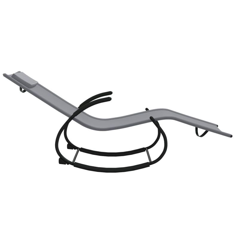 vidaXL szürke acél és textilén hintázó napozóágy